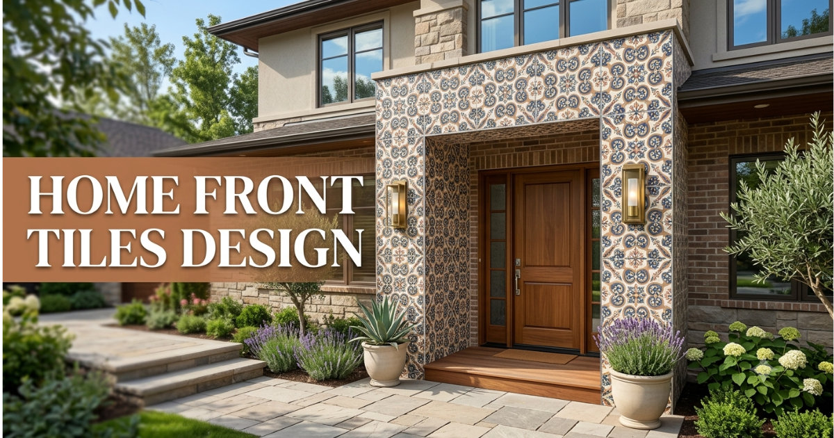Modern home front tiles design enhancing exterior wall appearance