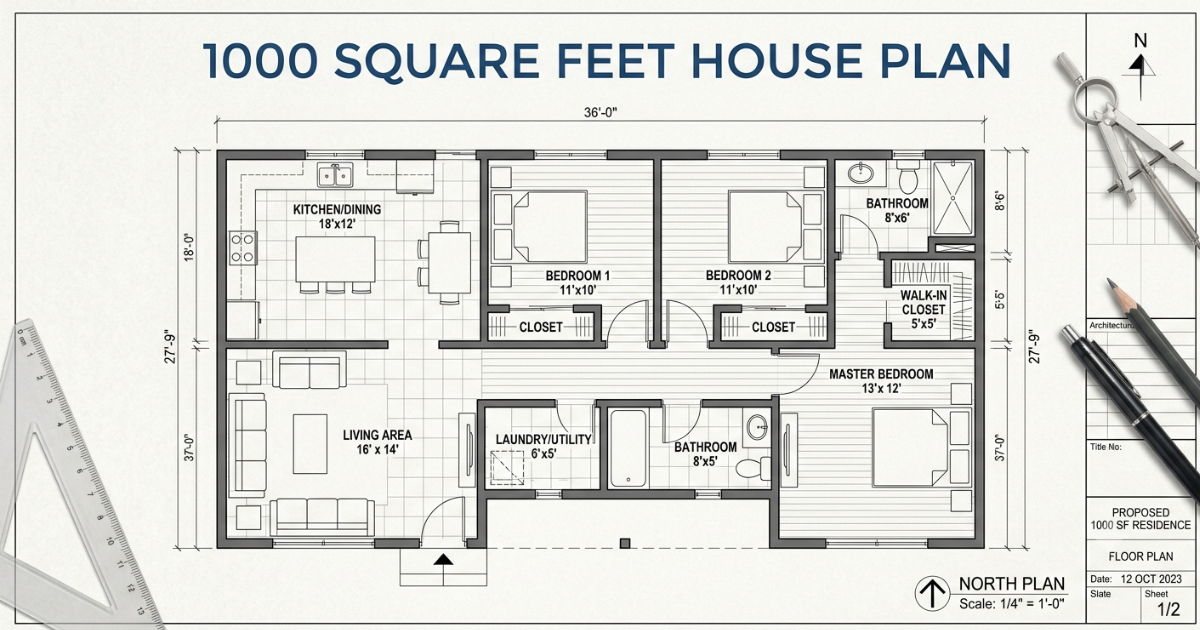 Affordable 1000 square feet house plan