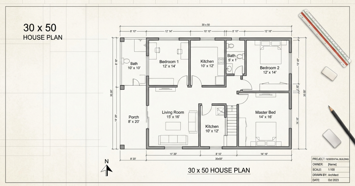 30 50 house plan for comfort living