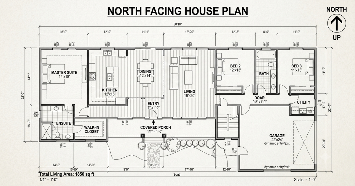 north facing house plan for comfort