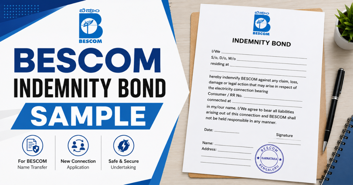 bescom indemnity bond sample for know how
