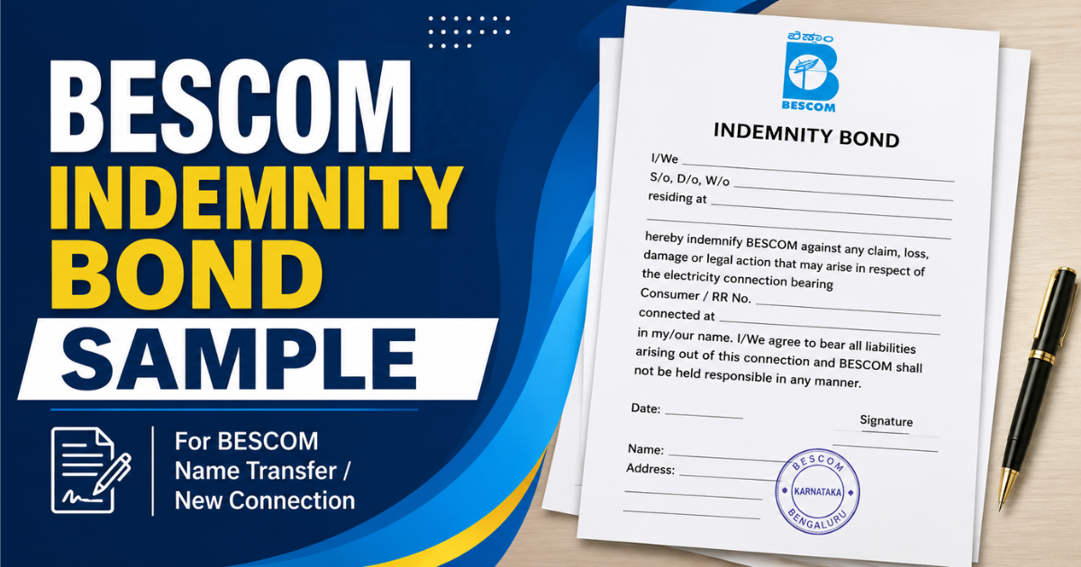 bescom indemnity bond sample for knowledge
