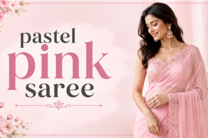Stylish pastel pink saree