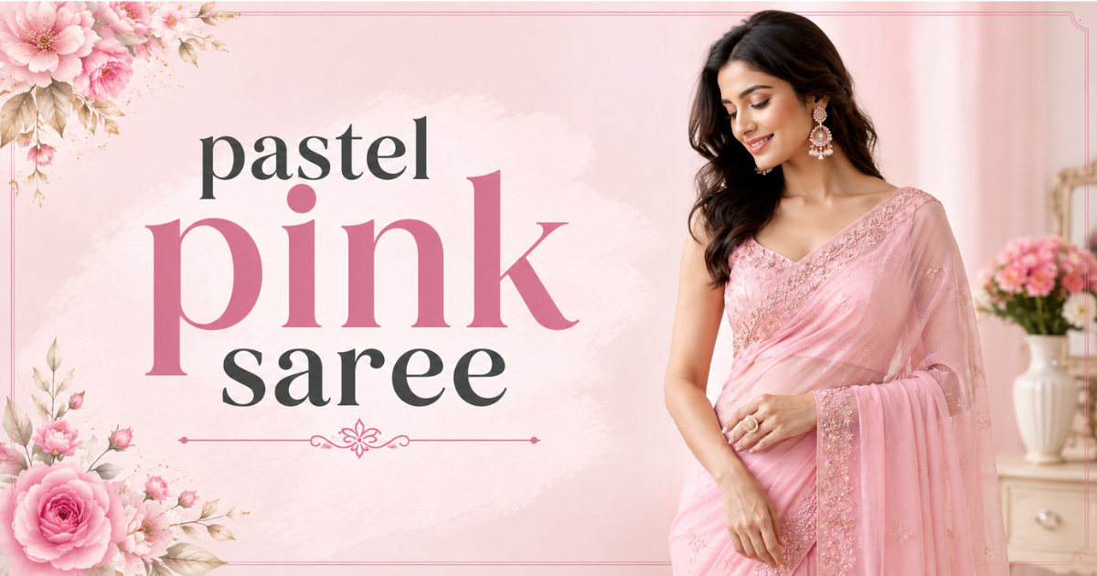 Stylish pastel pink saree