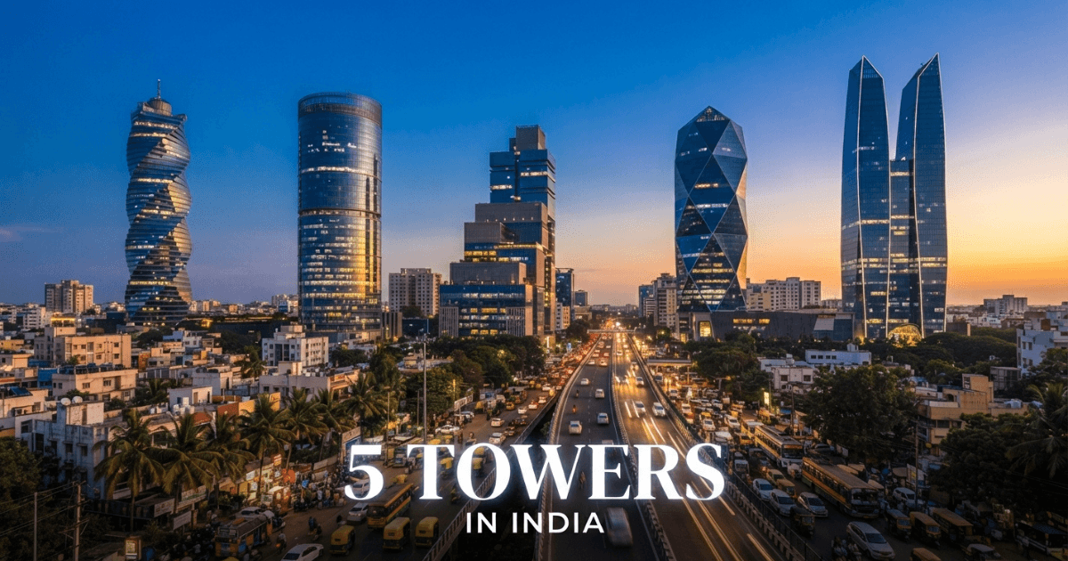 Scenic panorama of Five Towers against the sunset