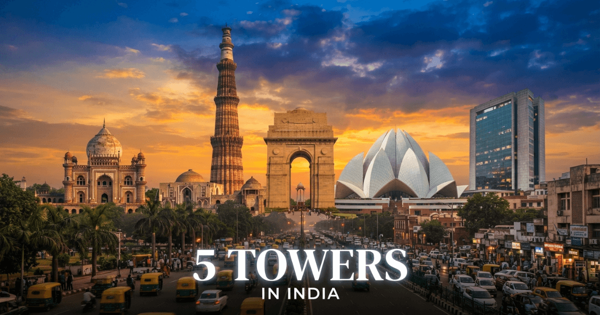 Five Towers landmark structure standing tall in cityscape
