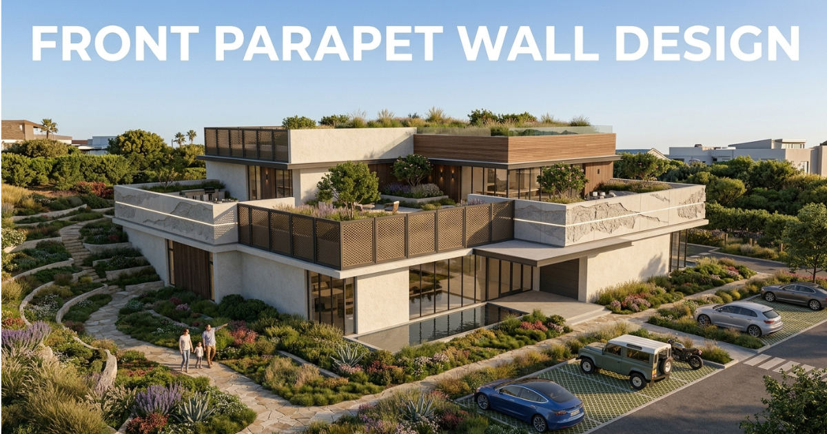 front parapet wall design improves the look of house