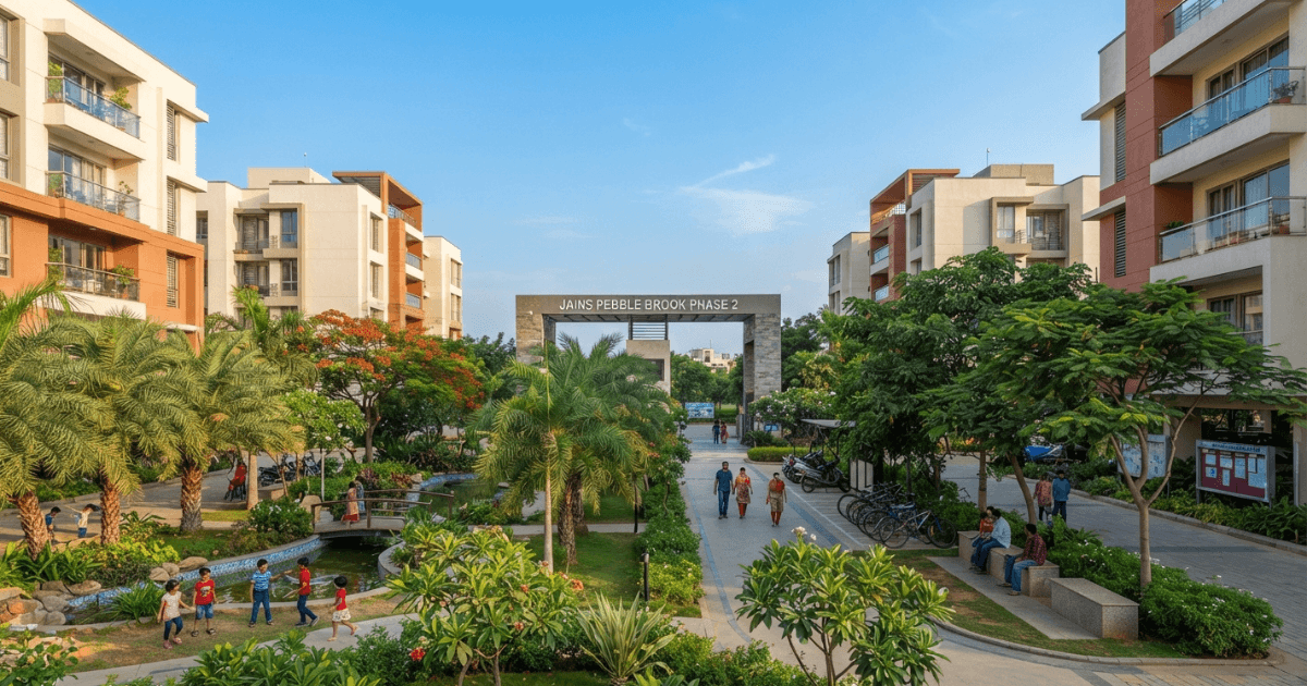 Jains Pebble Brook Phase 2 clubhouse and swimming pool area