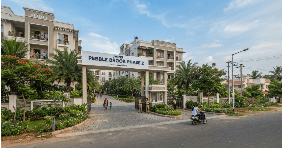 Jains Pebble Brook Phase 2 spacious 2 BHK living room interior