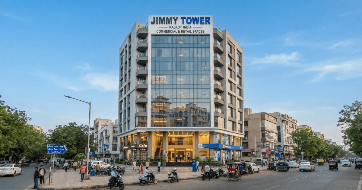 Jimmy Tower Rajkot skyline view during golden hour