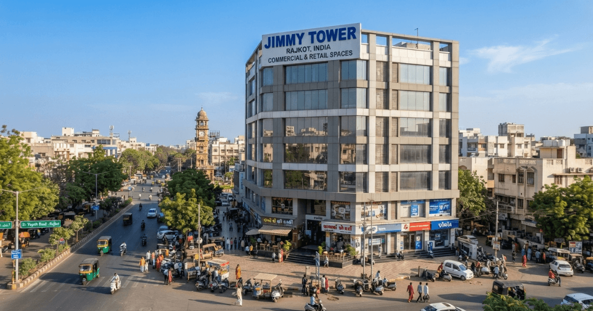 Modern commercial building Jimmy Tower Rajkot in Gujarat