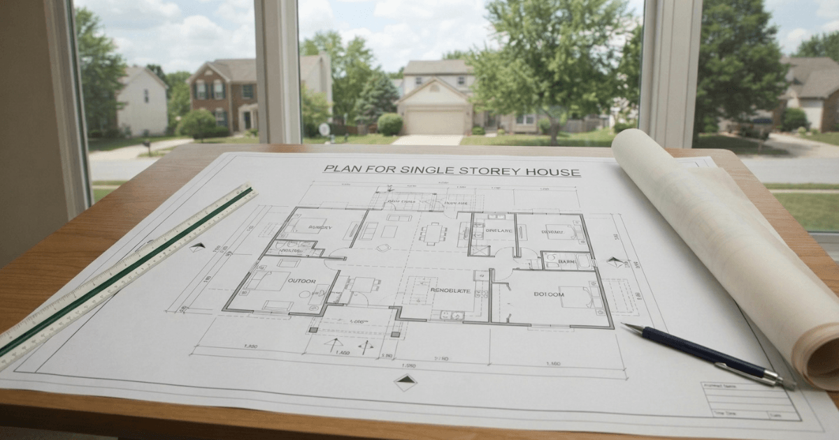 Plan for Single Storey House – Simple Efficient Floor Blueprint