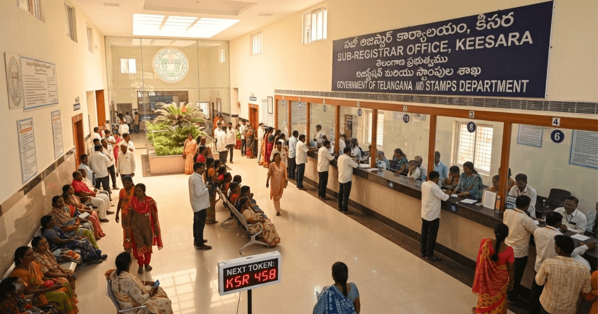 Citizens visiting SRO Keesara for property registration services
