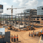 Turnkey project team inspecting equipment installation at an industrial plant site